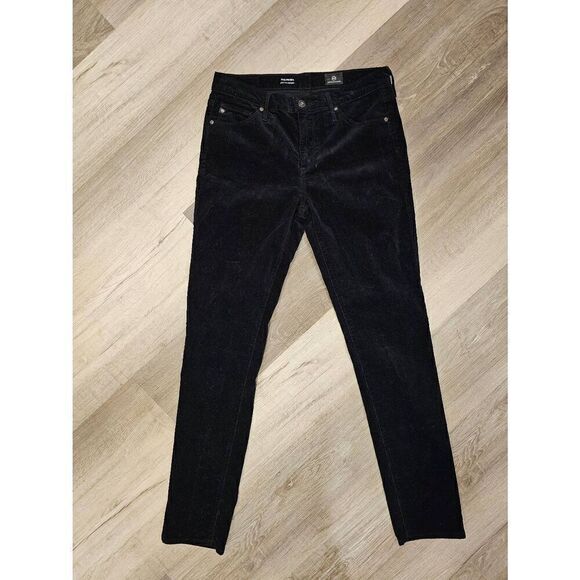AG Adriano Goldschmeid the Prima Mid-rise cigarette corduroy black pants jeans - Picture 1 of 8